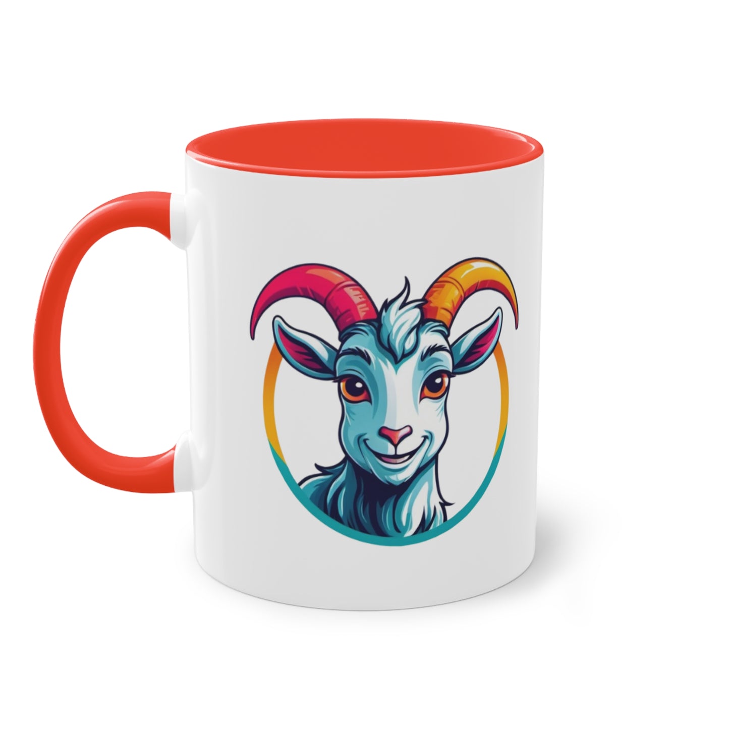 Colorful Goat Graphic Coffee Mug, Unique Drinkware for Animal Lovers, Fun Gift for Birthdays, Housewarming, or Pet Lovers