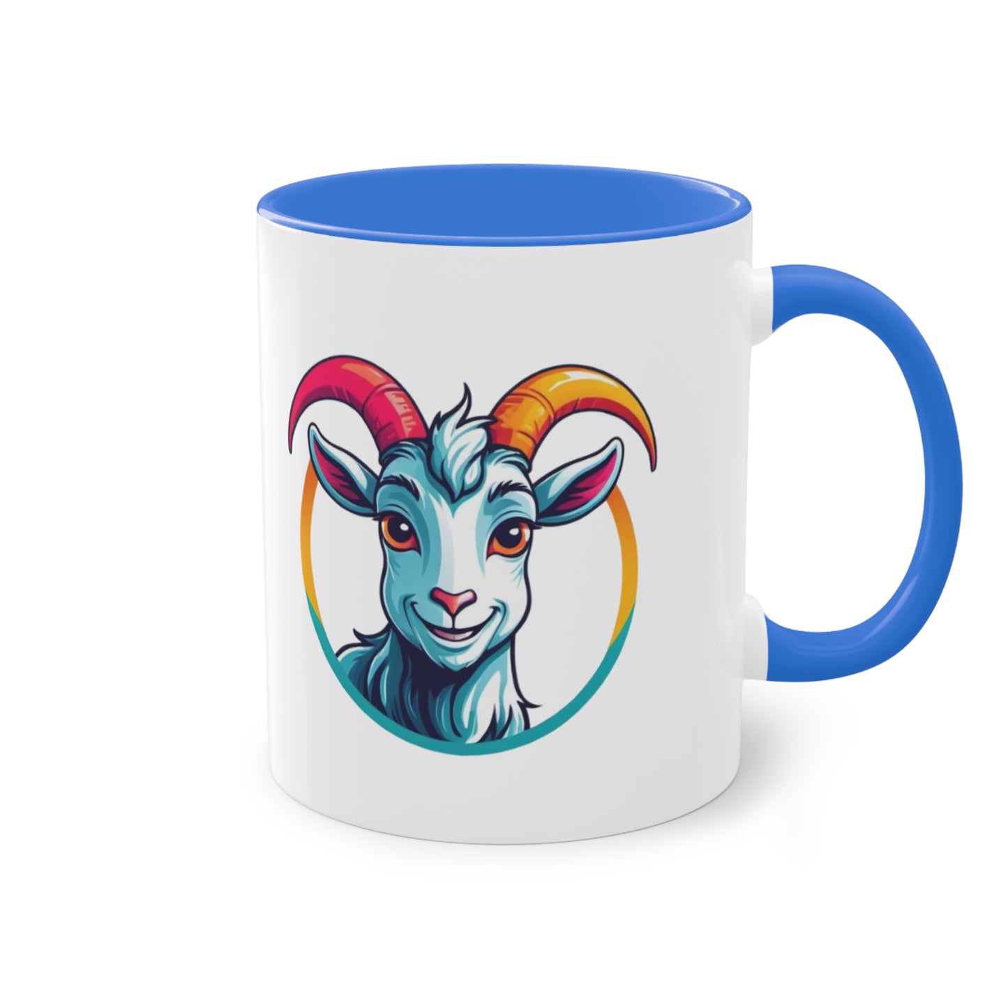 Colorful Goat Graphic Coffee Mug, Unique Drinkware for Animal Lovers, Fun Gift for Birthdays, Housewarming, or Pet Lovers