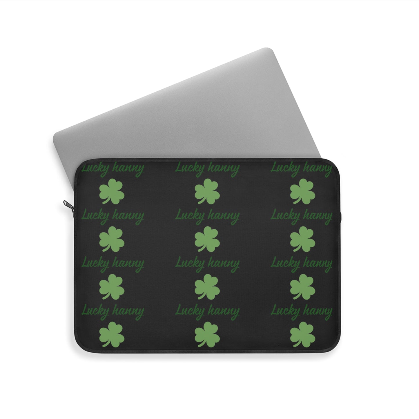 Lucky Hanny Clovers Laptop Sleeve | St. Patrick's Day Gift | Trendy Tech Case | Lucky Charm Sleeve | Green Shamrock Design