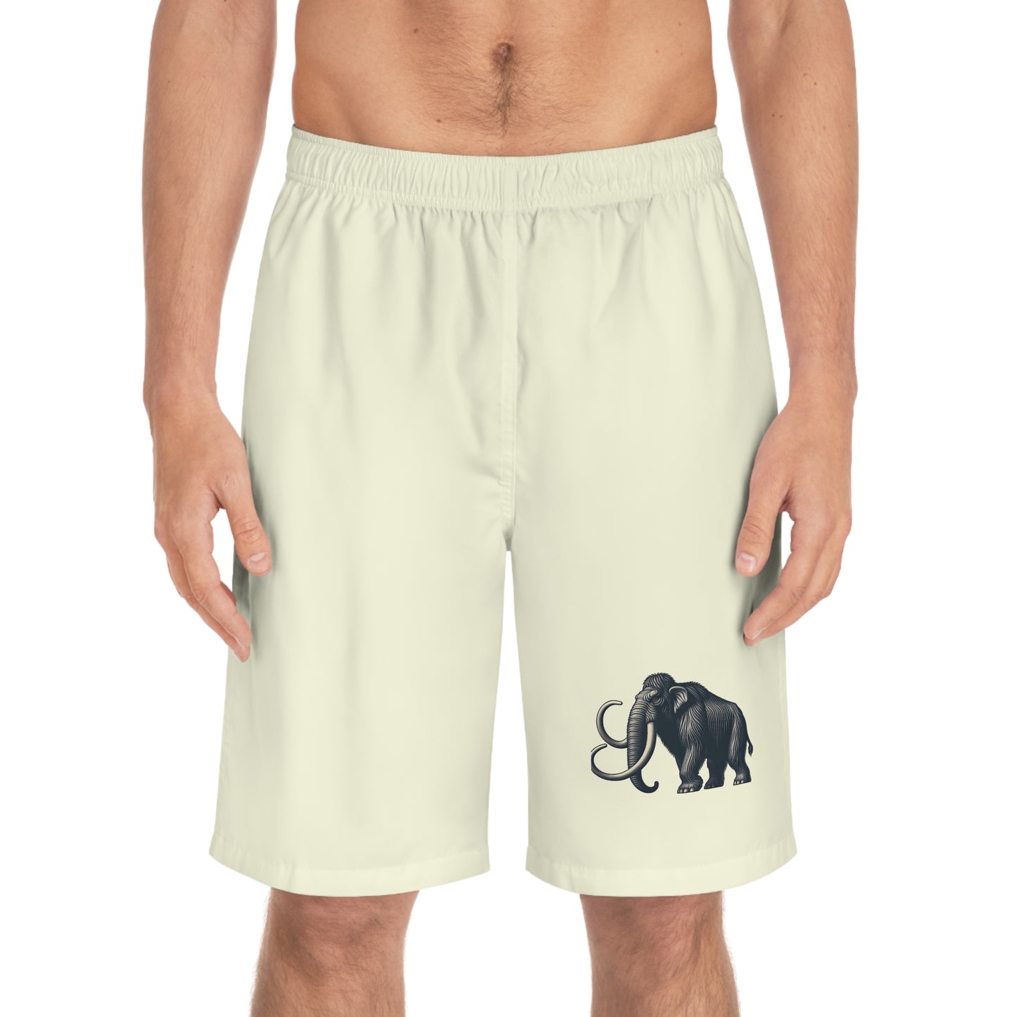 Men's Elephant Print Board Shorts, Summer Swim Trunks, Beach Wear, AOP Swim Shorts, Vacation Outfit, Outdoor Fun Shorts