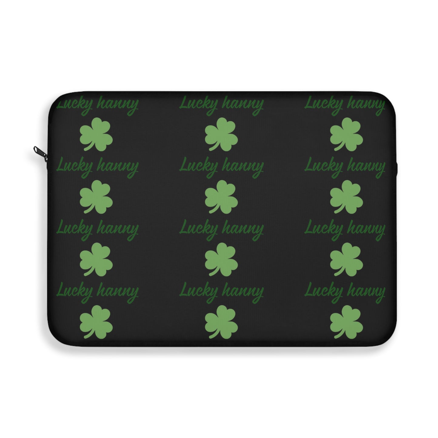 Lucky Hanny Clovers Laptop Sleeve | St. Patrick's Day Gift | Trendy Tech Case | Lucky Charm Sleeve | Green Shamrock Design