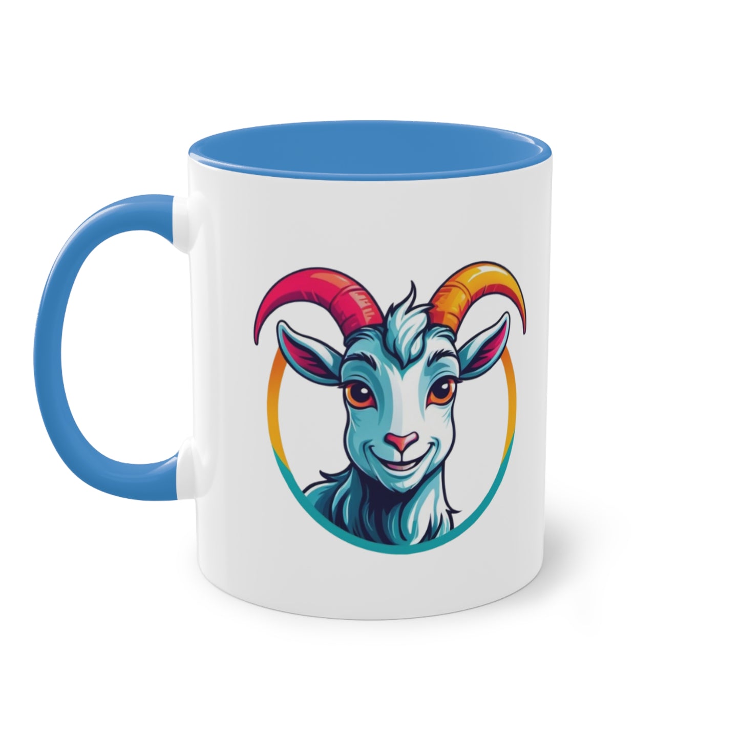 Colorful Goat Graphic Coffee Mug, Unique Drinkware for Animal Lovers, Fun Gift for Birthdays, Housewarming, or Pet Lovers