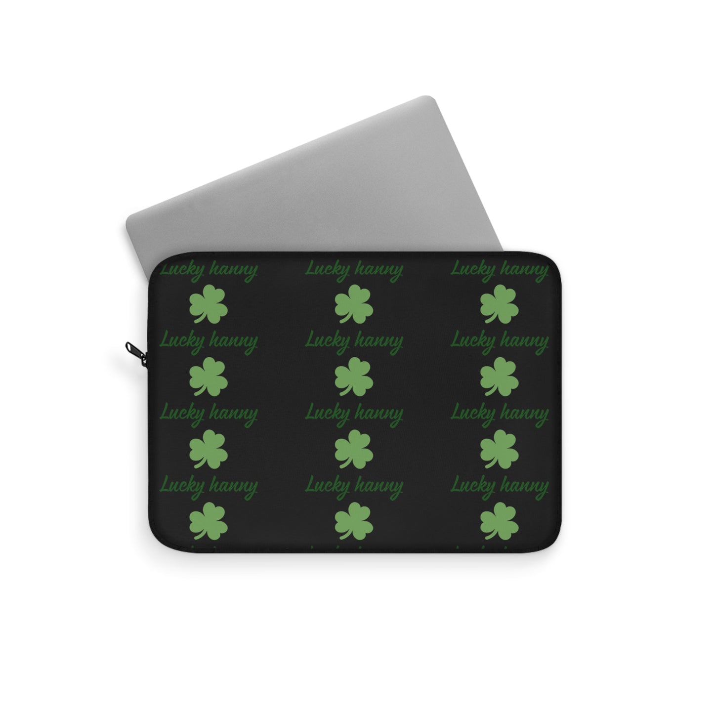 Lucky Hanny Clovers Laptop Sleeve | St. Patrick's Day Gift | Trendy Tech Case | Lucky Charm Sleeve | Green Shamrock Design
