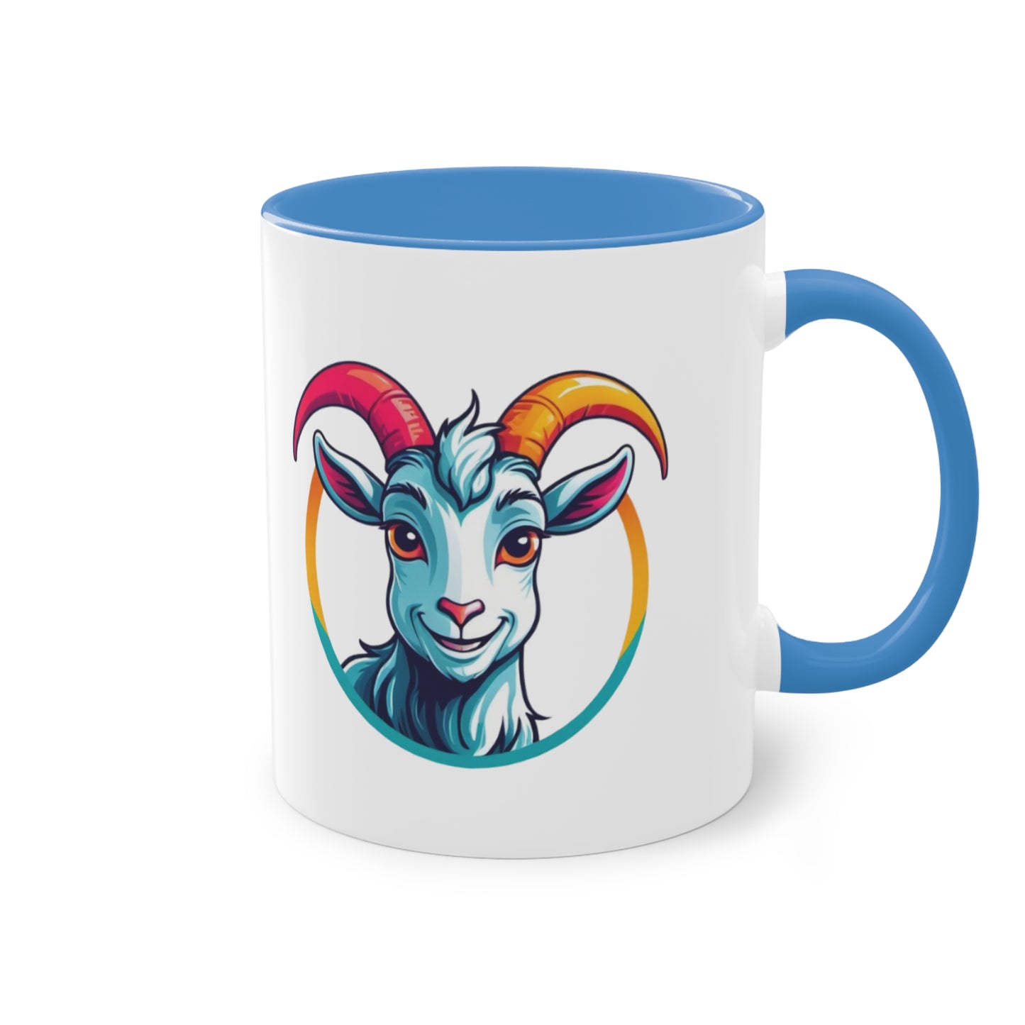 Colorful Goat Graphic Coffee Mug, Unique Drinkware for Animal Lovers, Fun Gift for Birthdays, Housewarming, or Pet Lovers