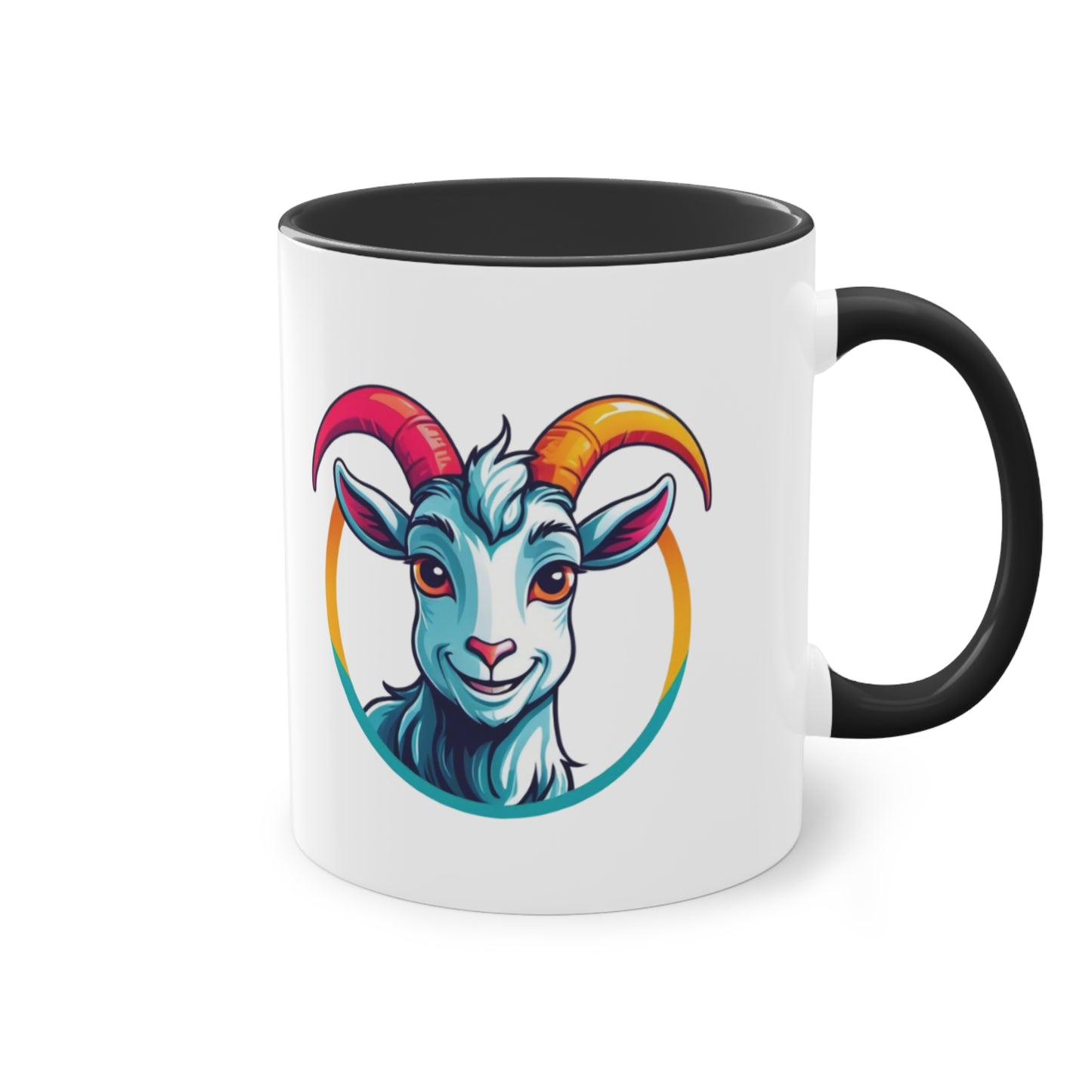 Colorful Goat Graphic Coffee Mug, Unique Drinkware for Animal Lovers, Fun Gift for Birthdays, Housewarming, or Pet Lovers