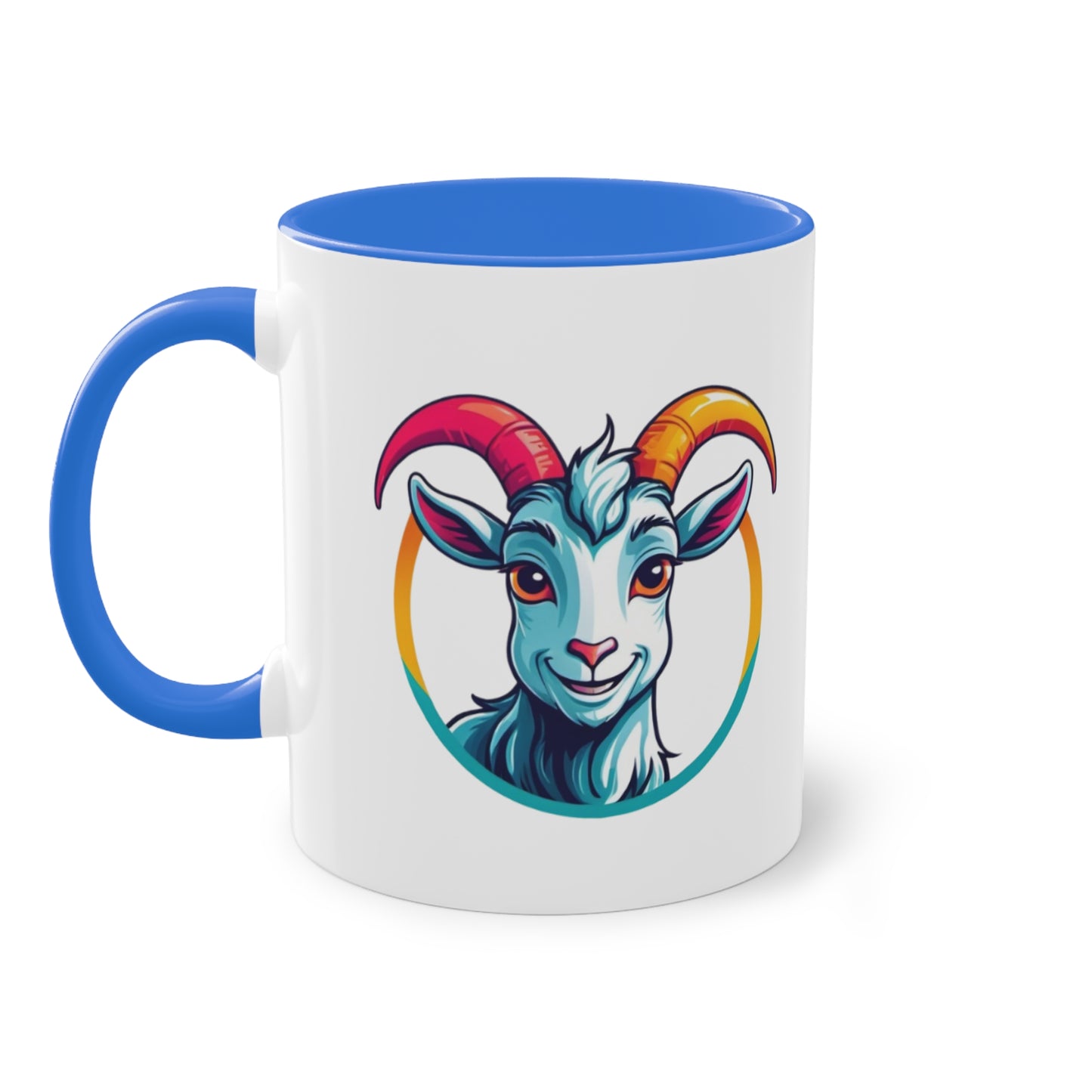 Colorful Goat Graphic Coffee Mug, Unique Drinkware for Animal Lovers, Fun Gift for Birthdays, Housewarming, or Pet Lovers