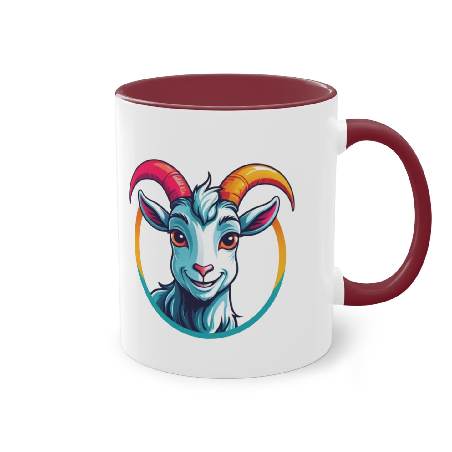 Colorful Goat Graphic Coffee Mug, Unique Drinkware for Animal Lovers, Fun Gift for Birthdays, Housewarming, or Pet Lovers