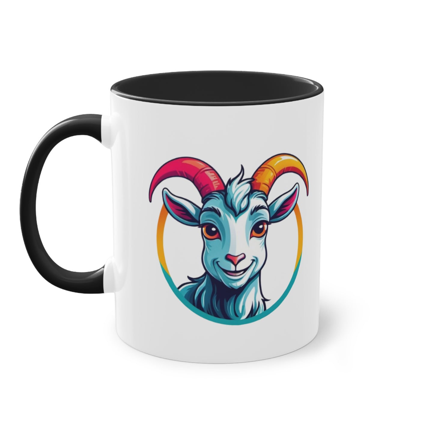 Colorful Goat Graphic Coffee Mug, Unique Drinkware for Animal Lovers, Fun Gift for Birthdays, Housewarming, or Pet Lovers