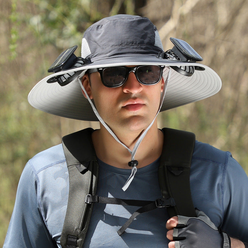 Cross-border blockbuster! Men's Summer Outdoor Sun Hat Detachable Solar Charging Fan Inside 2535