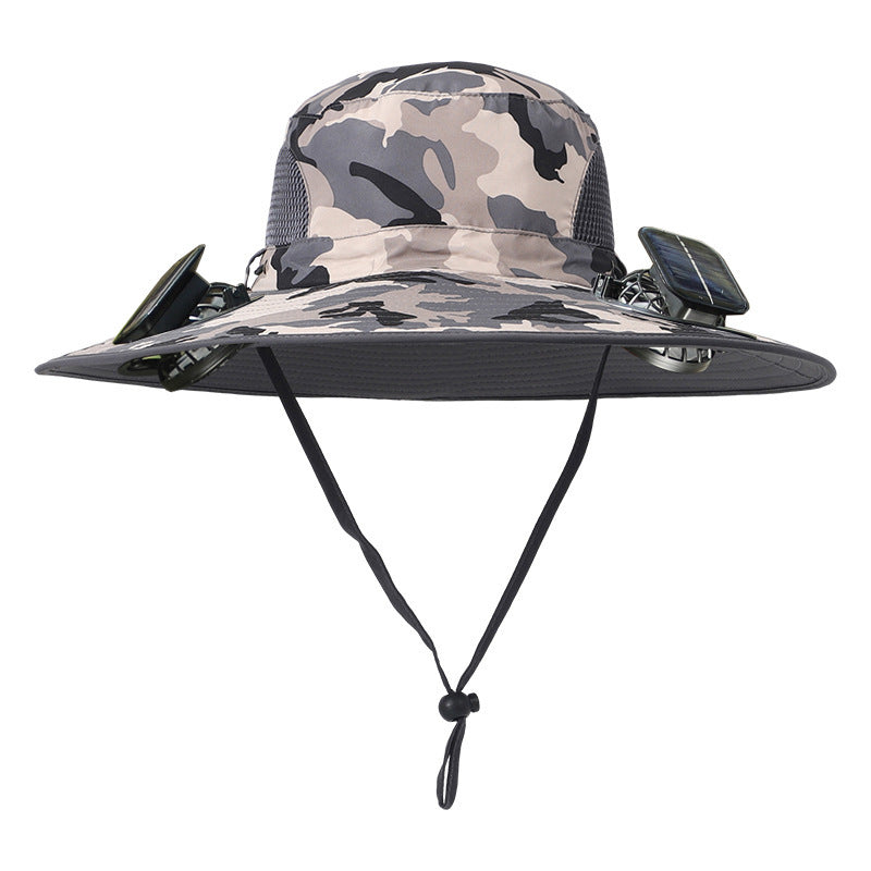 Cross-border blockbuster! Men's Summer Outdoor Sun Hat Detachable Solar Charging Fan Inside 2535