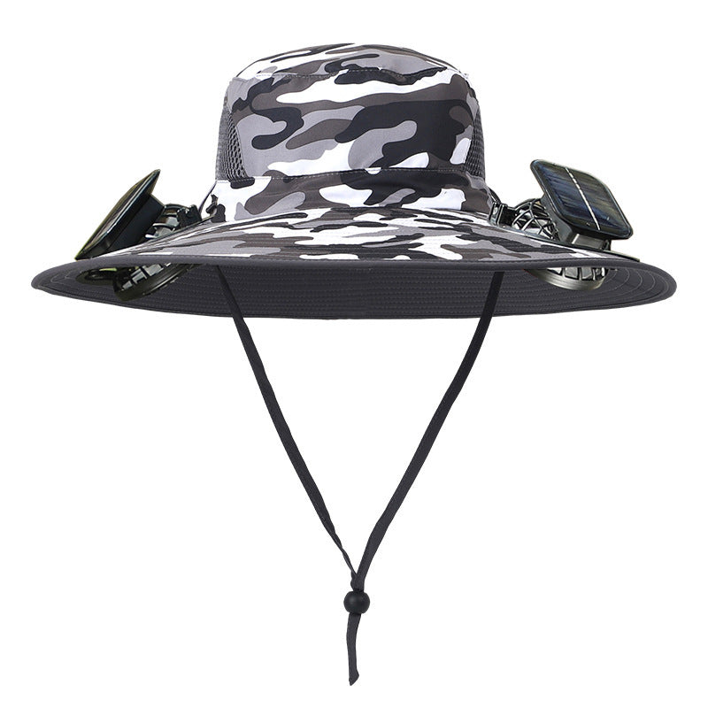 Cross-border blockbuster! Men's Summer Outdoor Sun Hat Detachable Solar Charging Fan Inside 2535