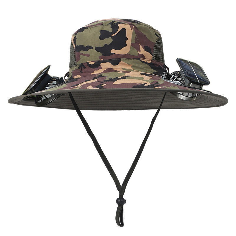 Cross-border blockbuster! Men's Summer Outdoor Sun Hat Detachable Solar Charging Fan Inside 2535