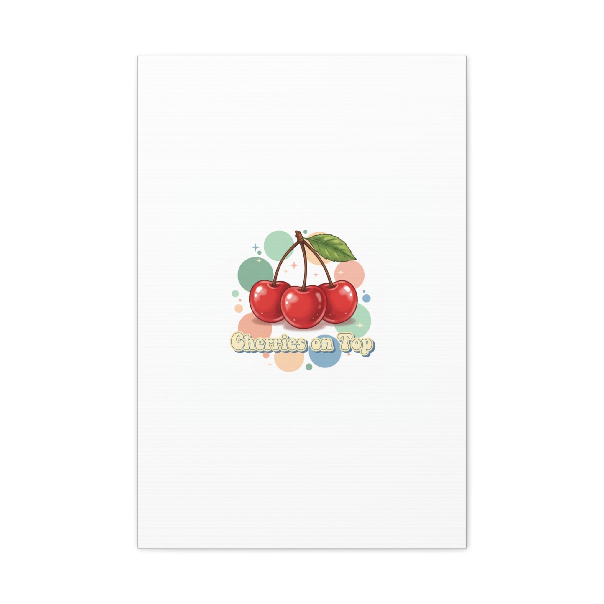 Cherries on Top Canvas | Retro Kawaii Fruit Wall Art