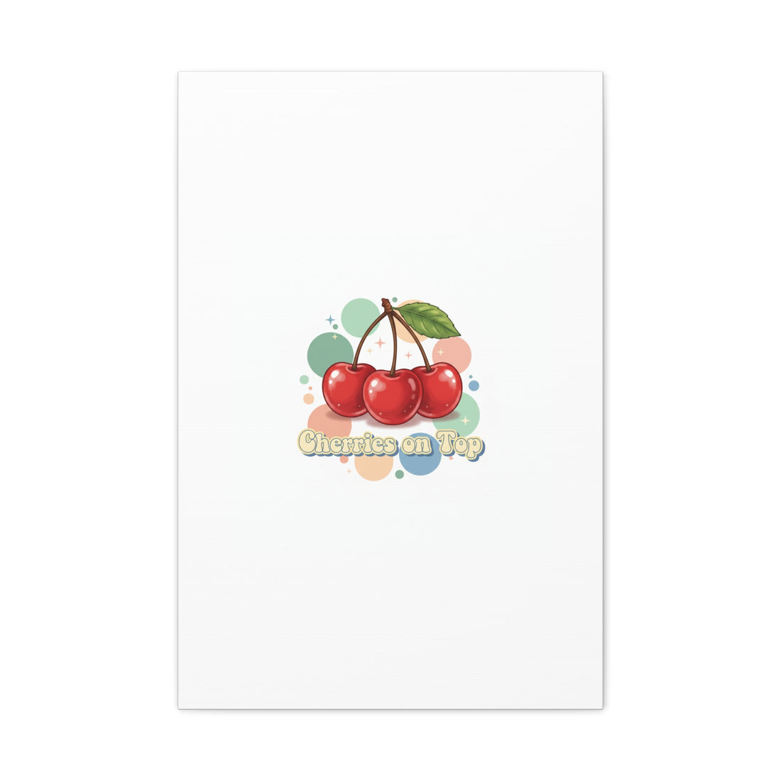 Cherries on Top Canvas | Retro Kawaii Fruit Wall Art