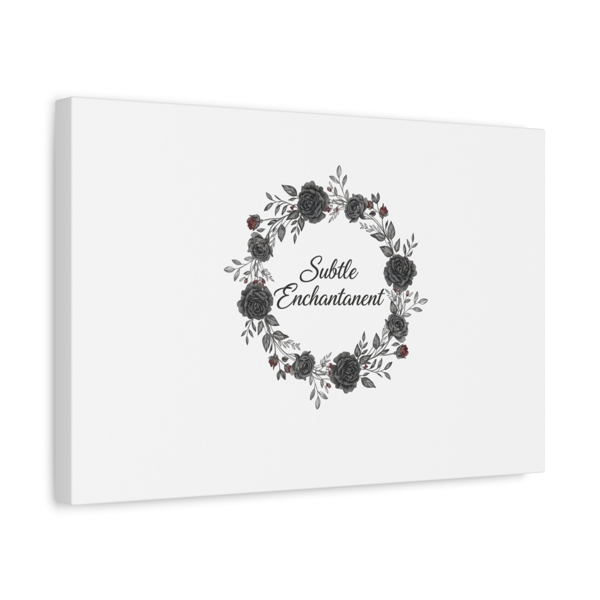 Moon Rose Wreath Canvas, Romantic Gothic Lite, Soft Goth Floral Wall Art