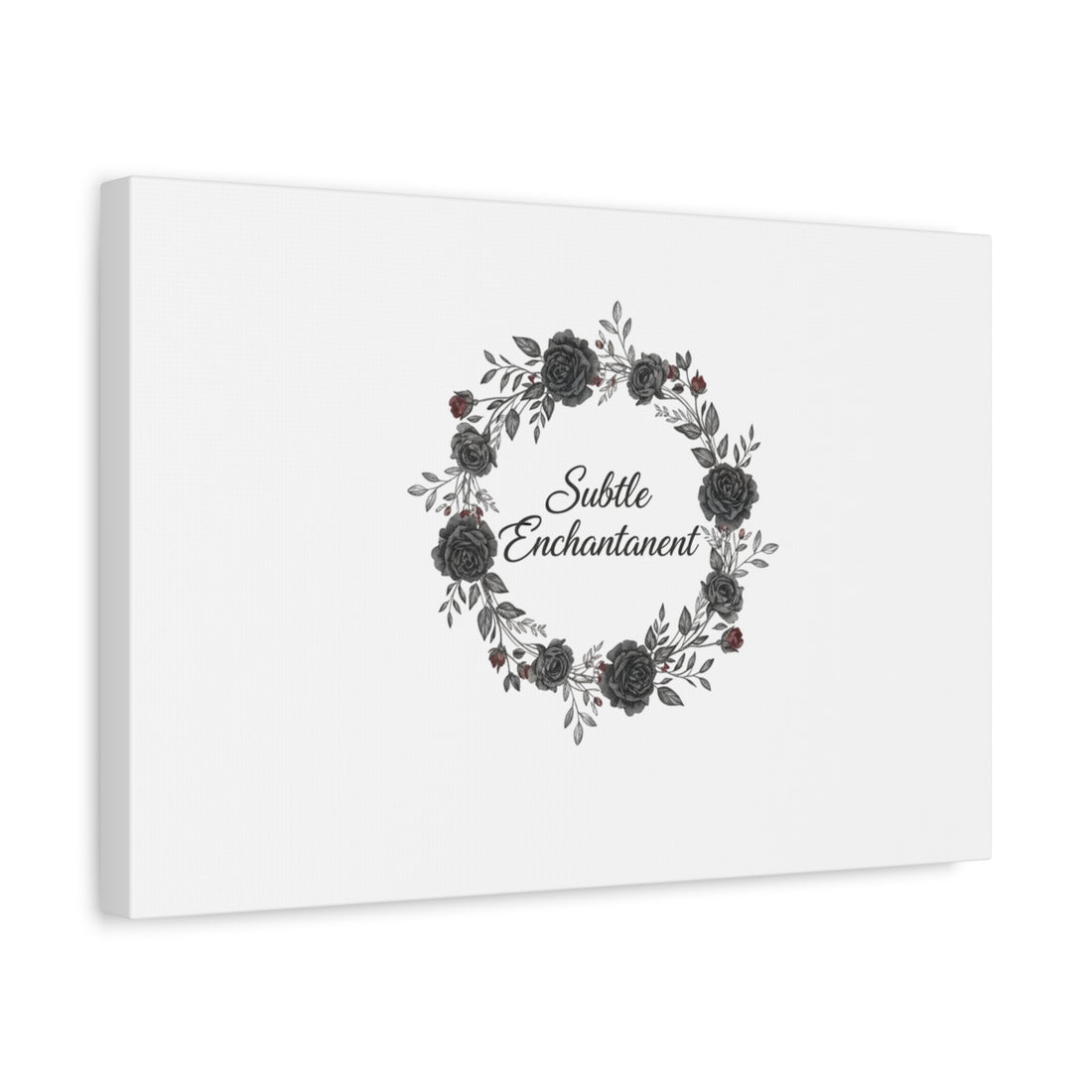 Moon Rose Wreath Canvas, Romantic Gothic Lite, Soft Goth Floral Wall Art