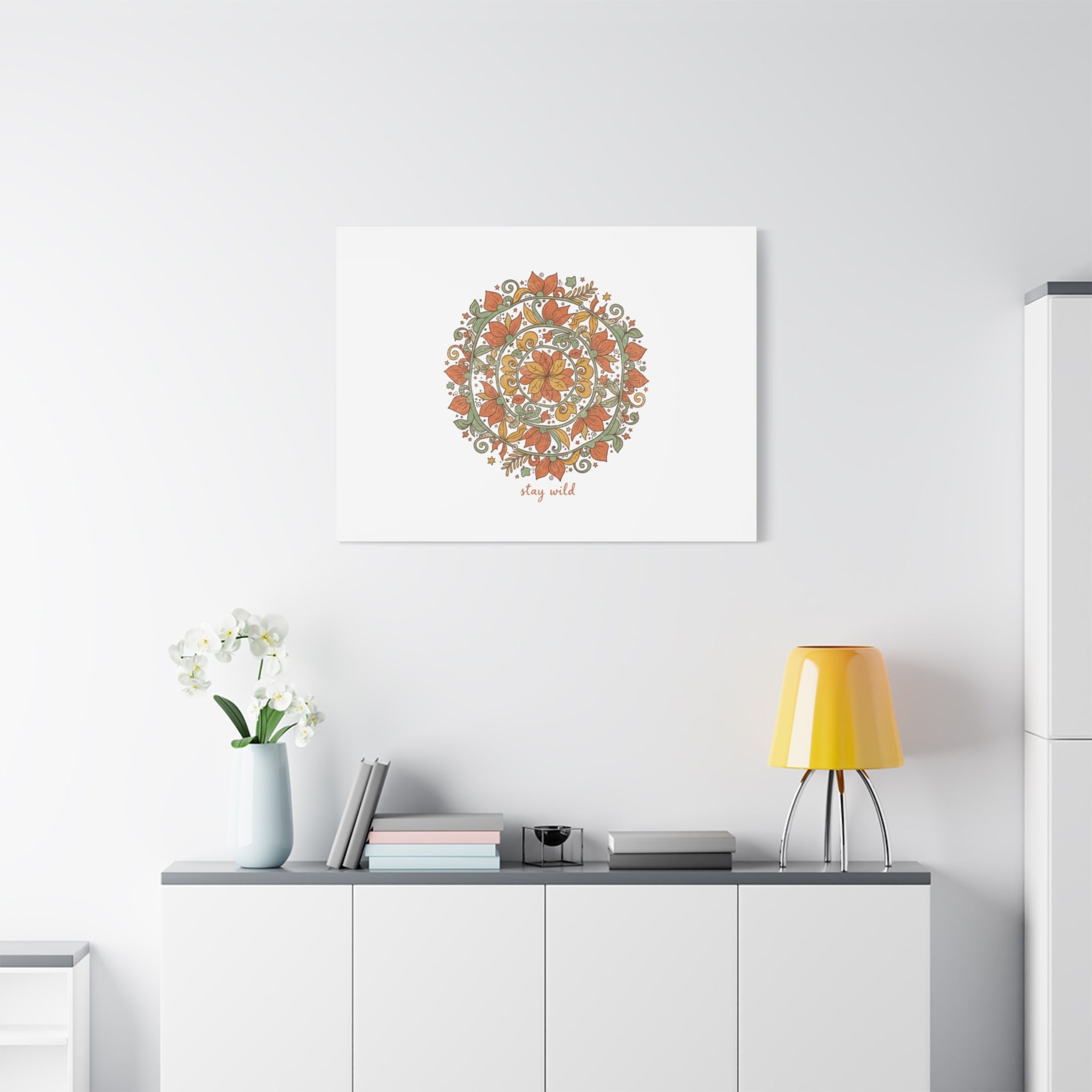 Stay Wild Mandala Canvas, Boho Paisley Wall Art | Artisanal Boho Print