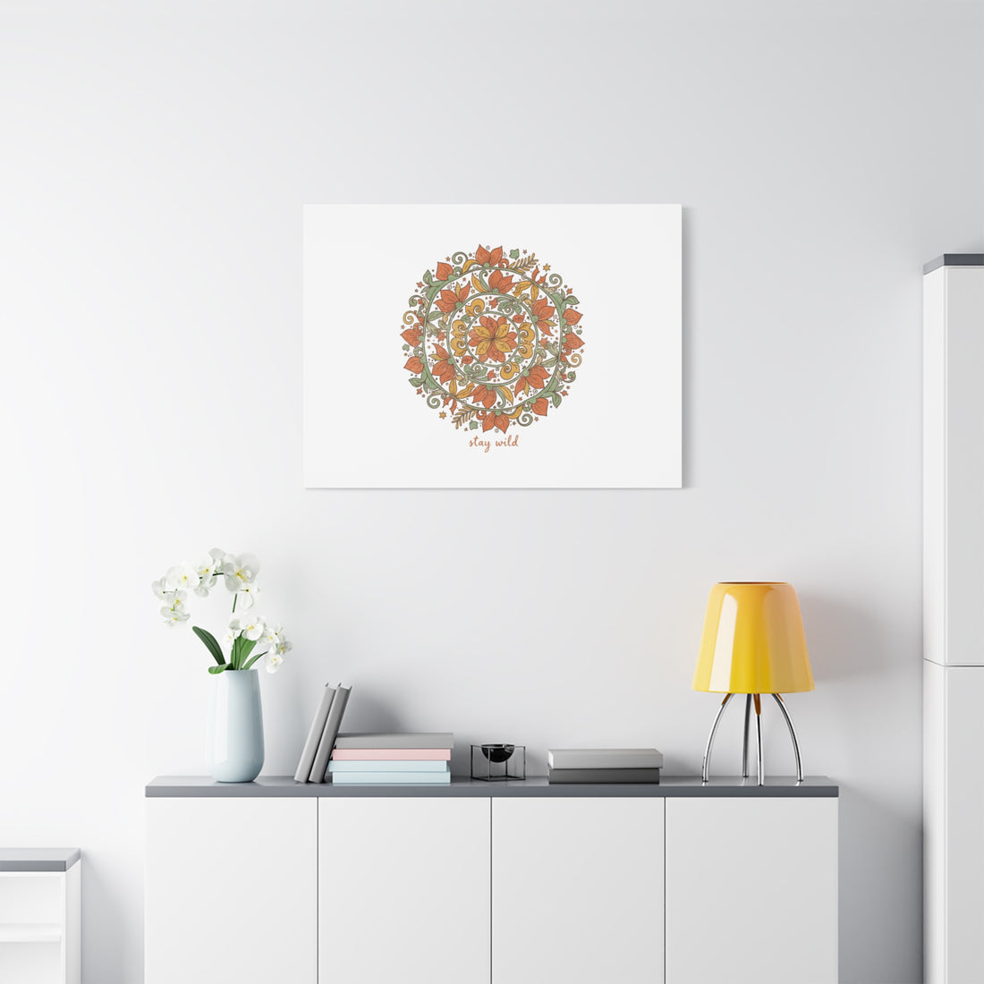 Stay Wild Mandala Canvas, Boho Paisley Wall Art | Artisanal Boho Print