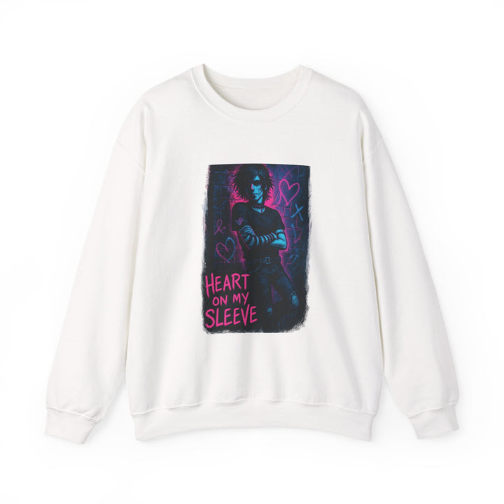 Sweatshirt — Neon 'Heart on My Sleeve' Goth Graphic Crewneck