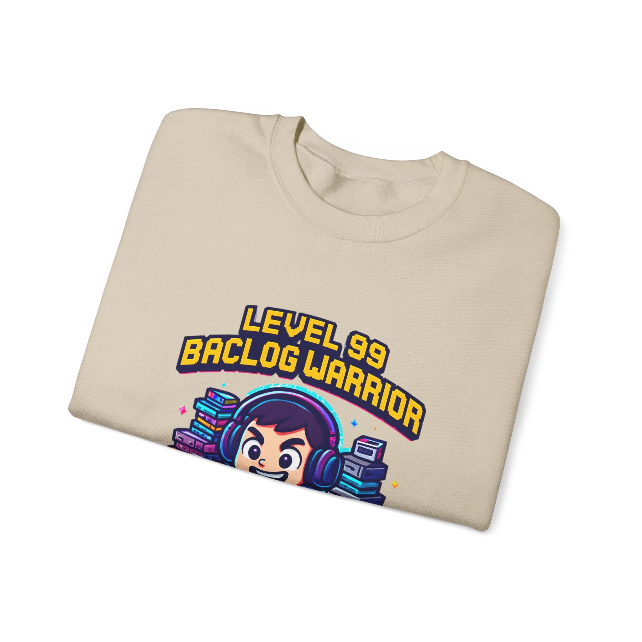 Level 99 Backlog Warrior Crewneck Sweatshirt – Gamer Retro Console Graphic