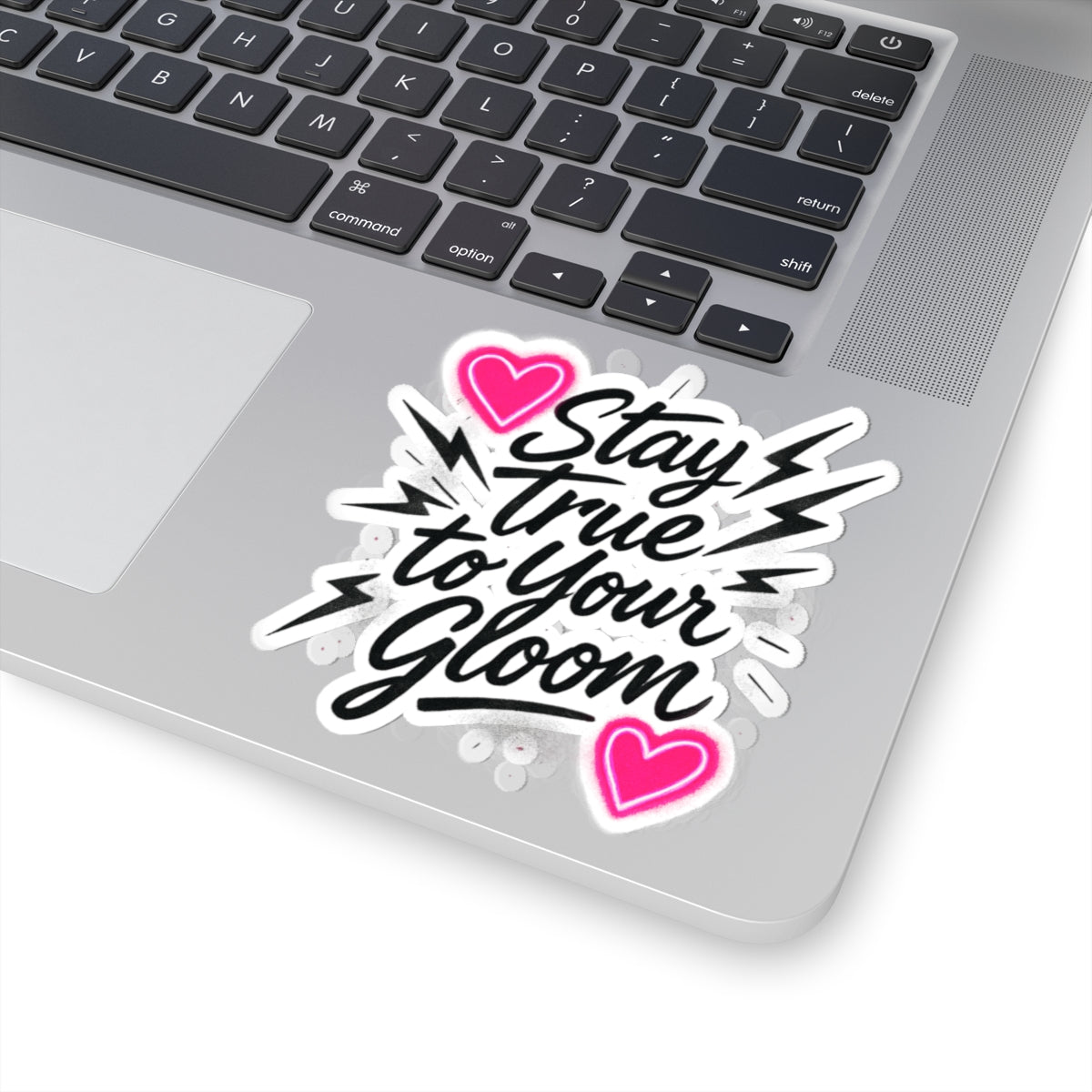 Stay True to Your Gloom Kiss-Cut Sticker — Pink Hearts & Lightning Decal