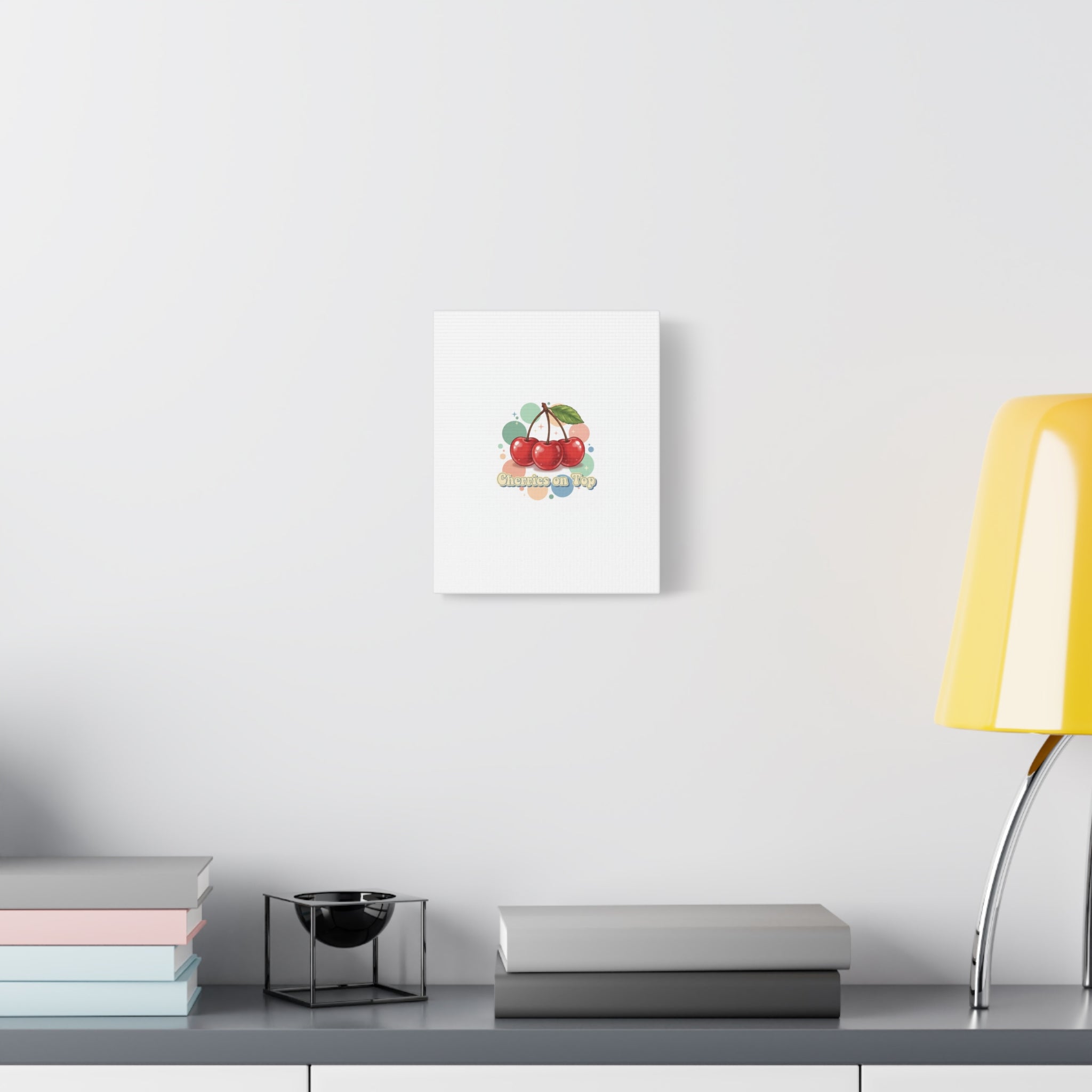 Cherries on Top Canvas | Retro Kawaii Fruit Wall Art