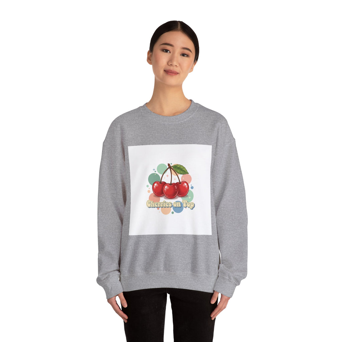 Cherries on Top Sweatshirt | vintage cherry kawaii fruit graphic
