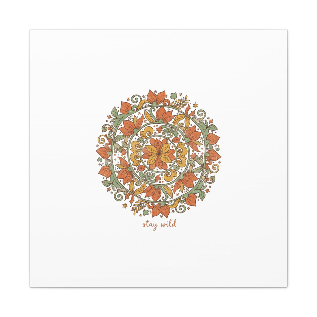 Stay Wild Mandala Canvas, Boho Paisley Wall Art | Artisanal Boho Print