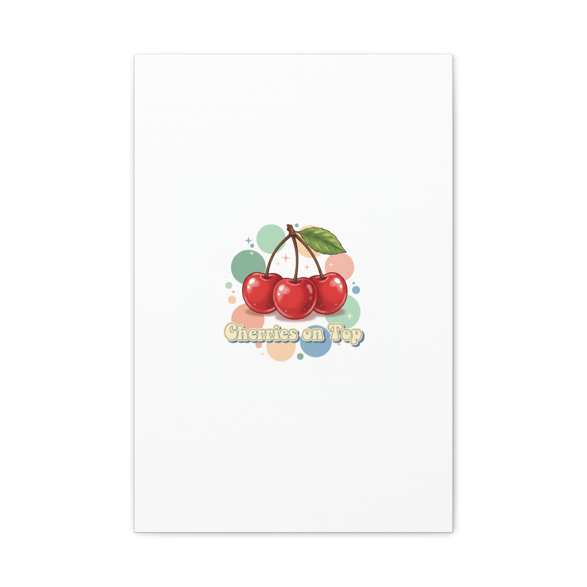 Cherries on Top Canvas | Retro Kawaii Fruit Wall Art