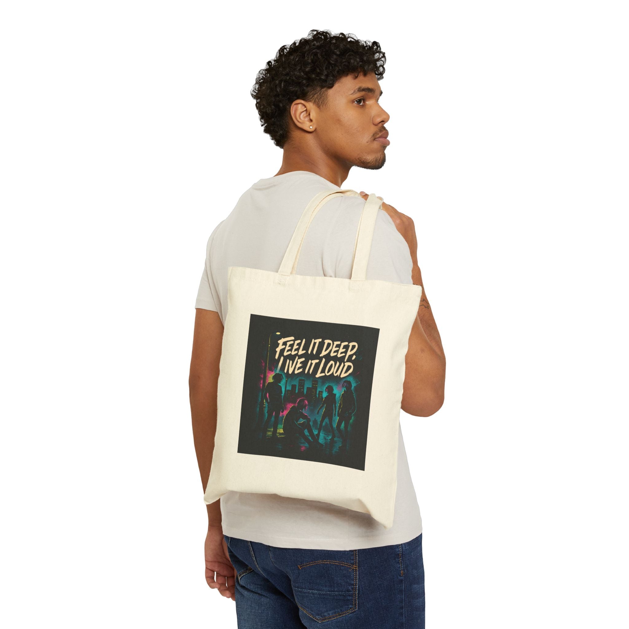 Tote Bag — “Feel It Deep, Live It Loud” Retro Concert Canvas Tote