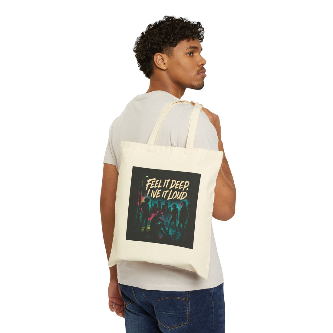 Tote Bag — “Feel It Deep, Live It Loud” Retro Concert Canvas Tote