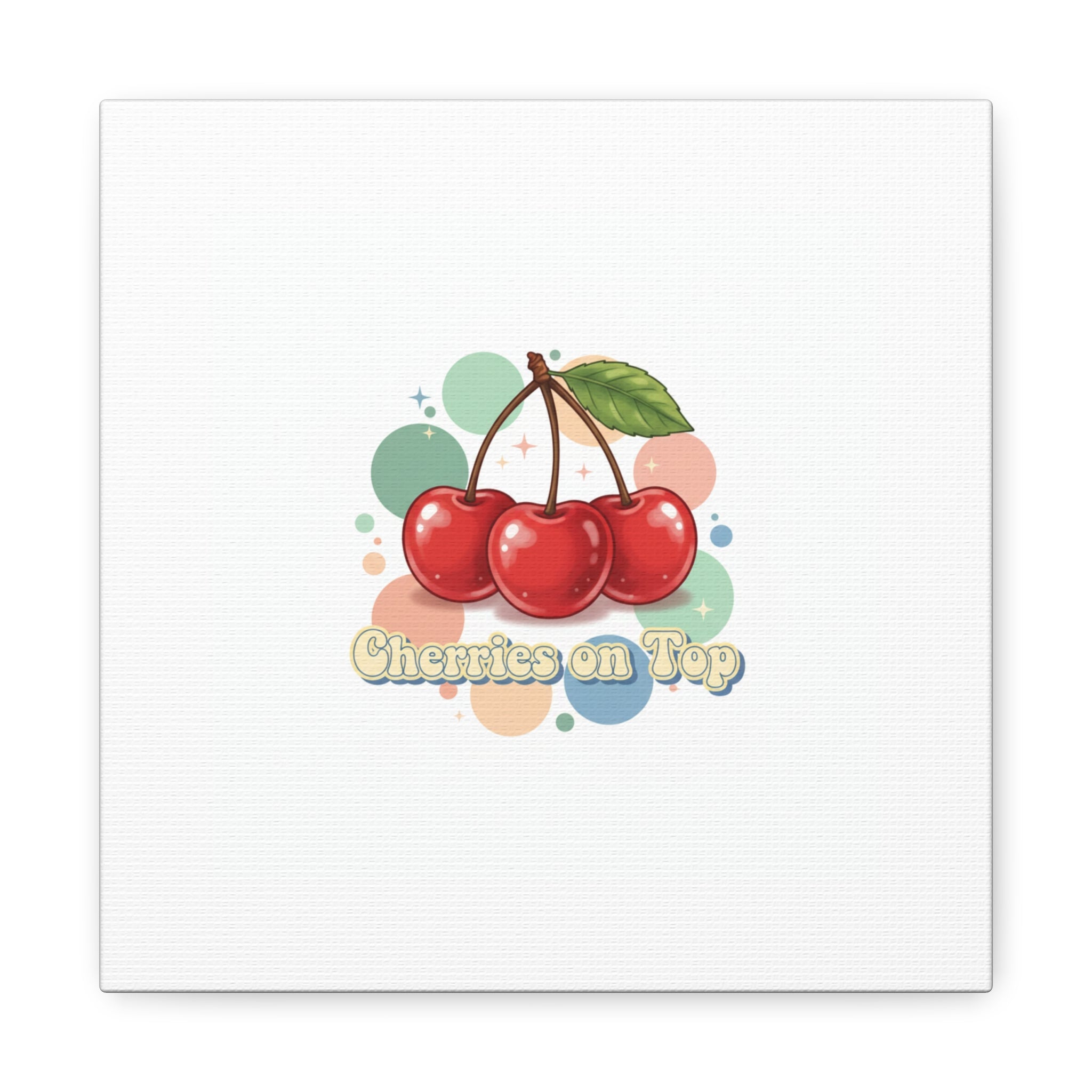Cherries on Top Canvas | Retro Kawaii Fruit Wall Art