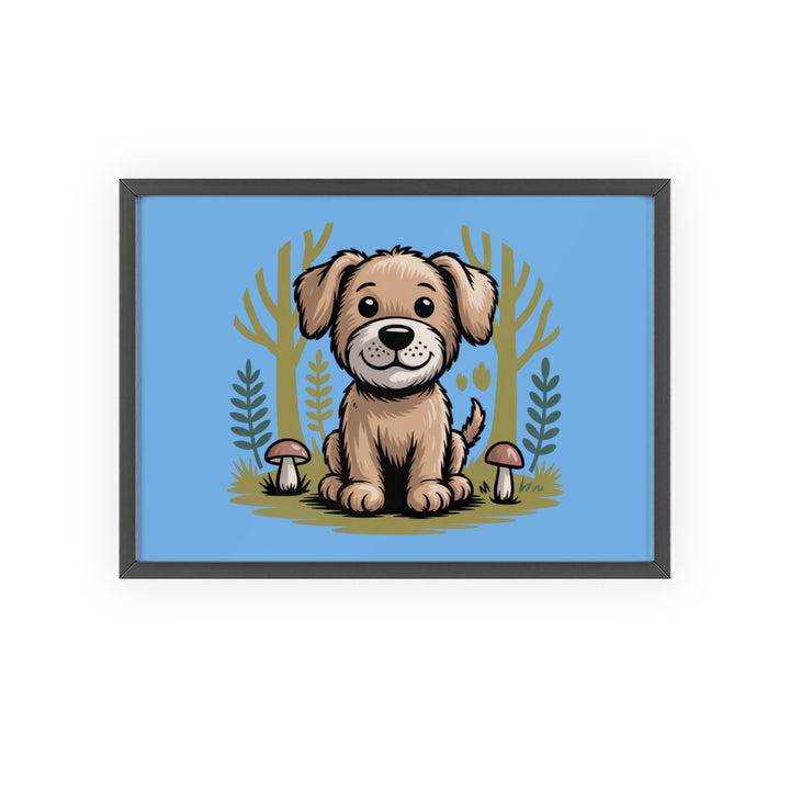 Cute Puppy Poster with Wooden Frame — Nursery Wall Art