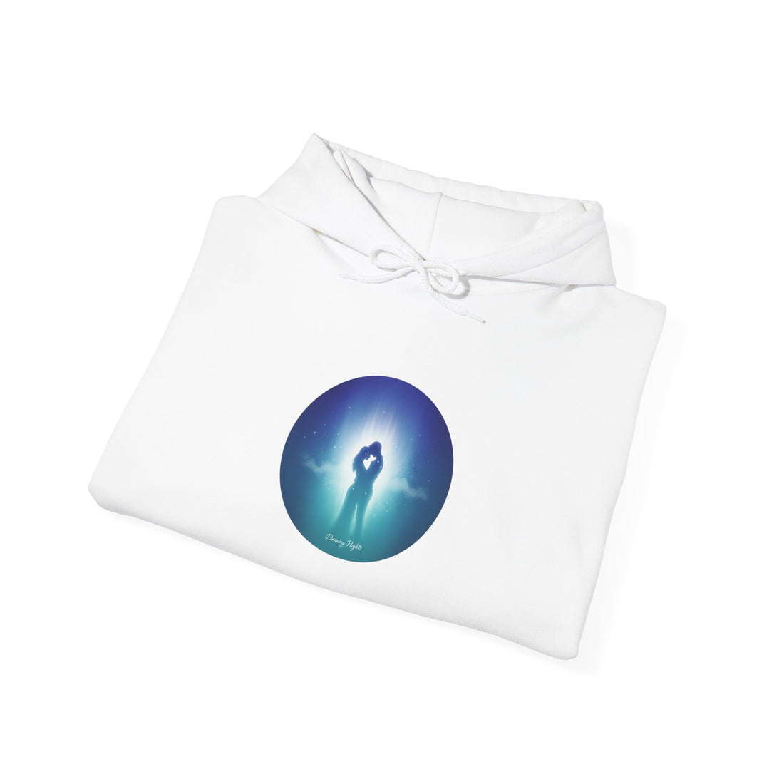 Afterlight Nightscape hoodie | luminous aura circle, cosmic floral aesthetic