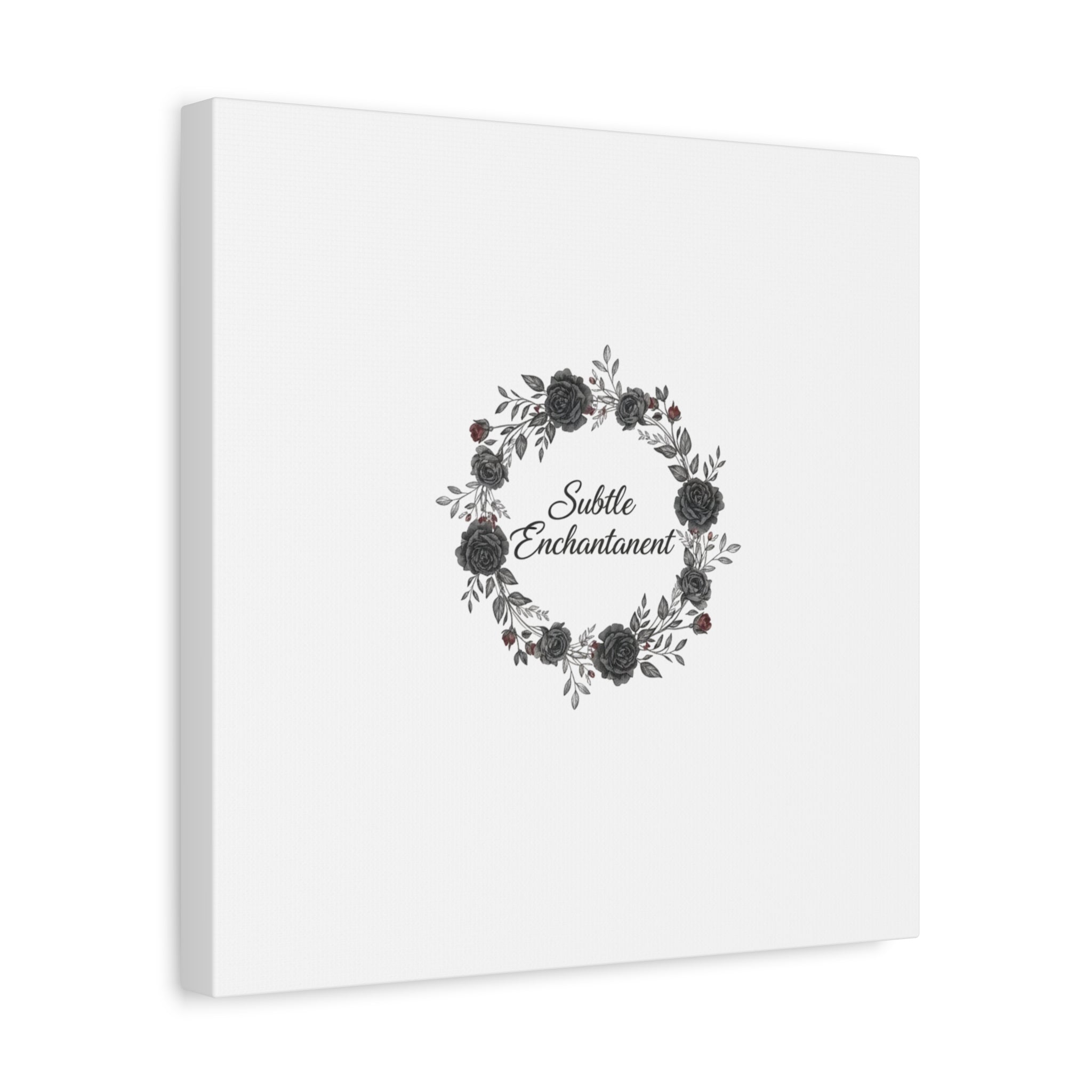 Moon Rose Wreath Canvas, Romantic Gothic Lite, Soft Goth Floral Wall Art