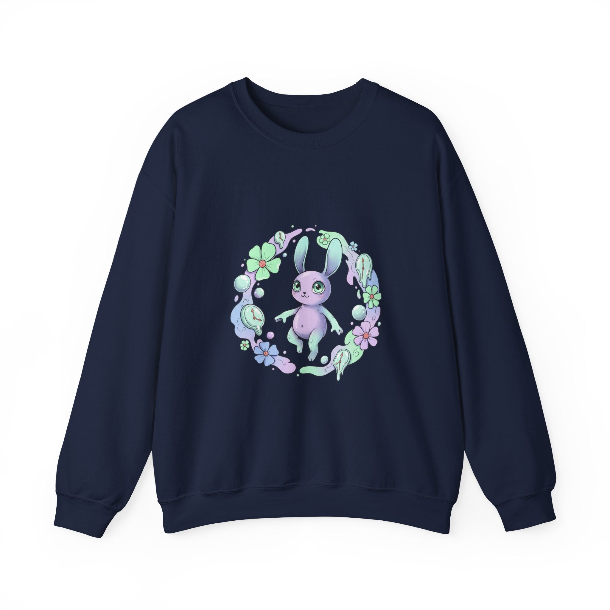 Cute Micro-Surreal Bunny Wreath Sweatshirt | weirdcore surreal art