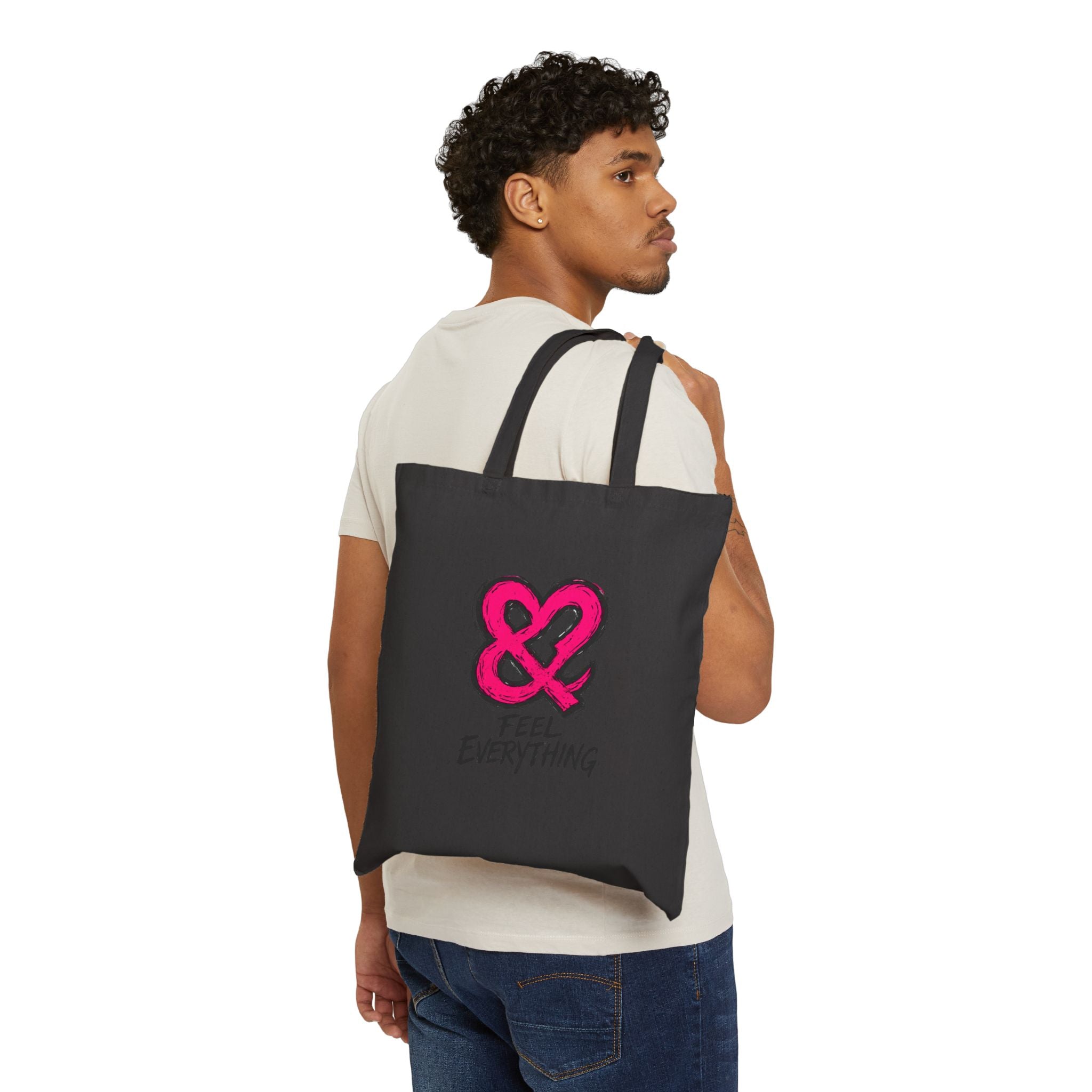 Canvas Tote Bag — Pink Ampersand "Feel Everything" Graphic