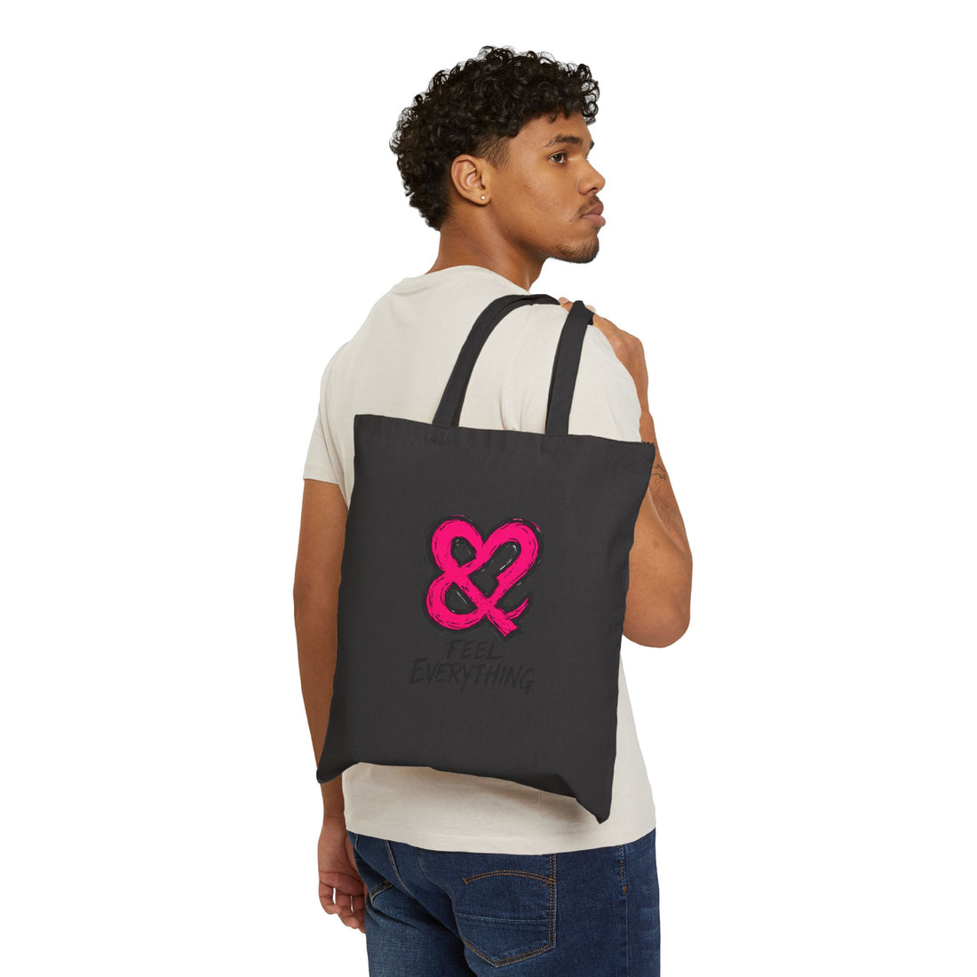 Canvas Tote Bag — Pink Ampersand "Feel Everything" Graphic