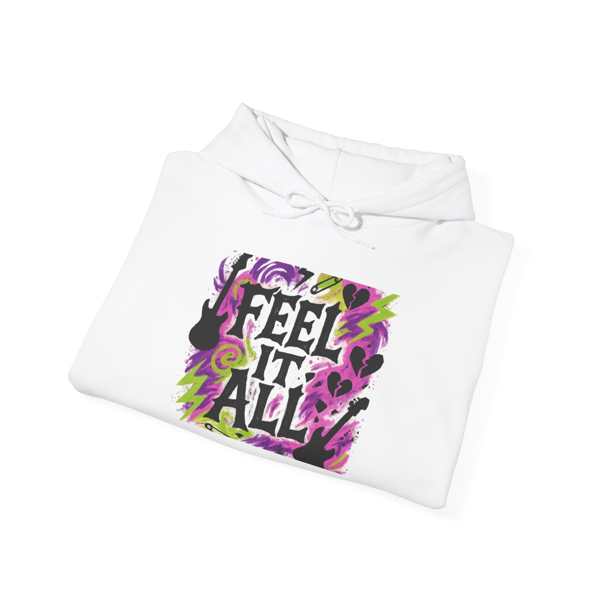 Feel It All Hoodie — Colorful Floral Typography Hooded Sweatshirt