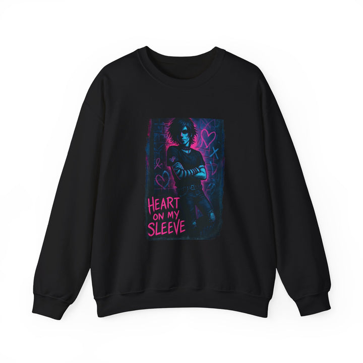 Sweatshirt — Neon 'Heart on My Sleeve' Goth Graphic Crewneck