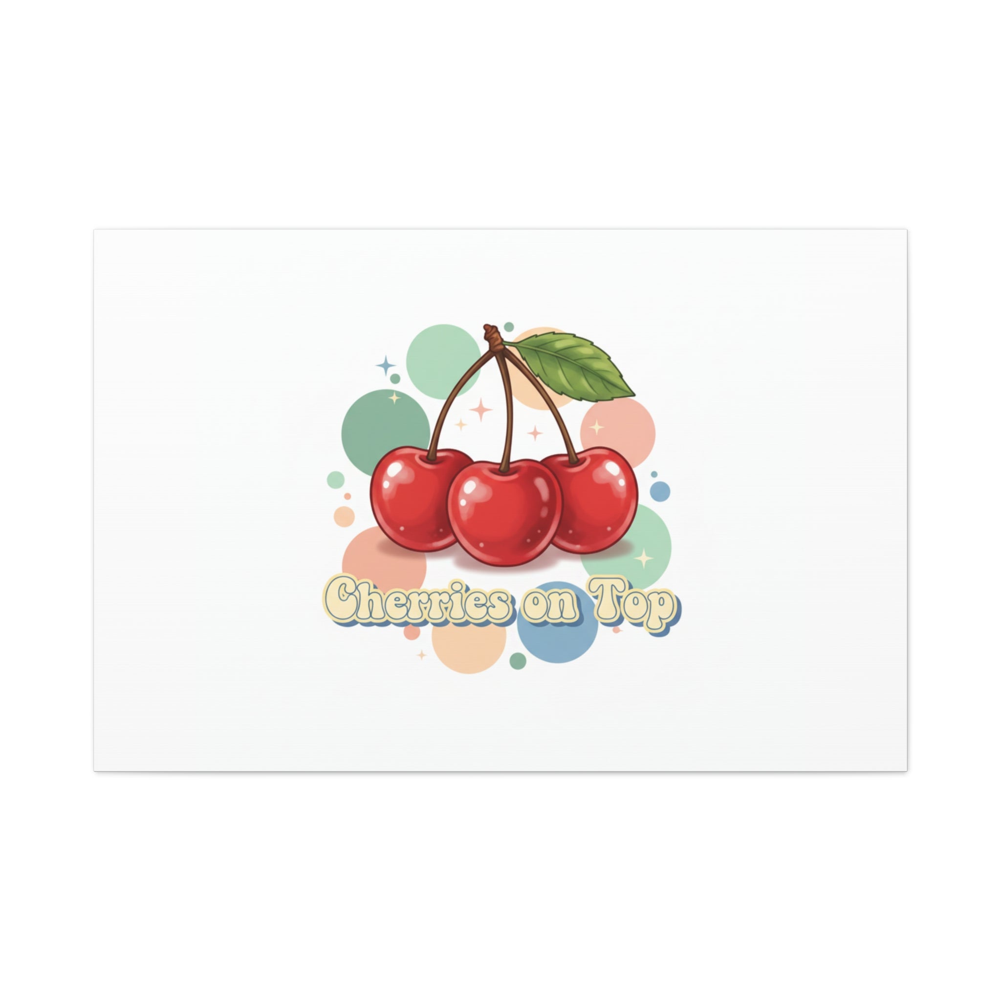 Cherries on Top Canvas | Retro Kawaii Fruit Wall Art
