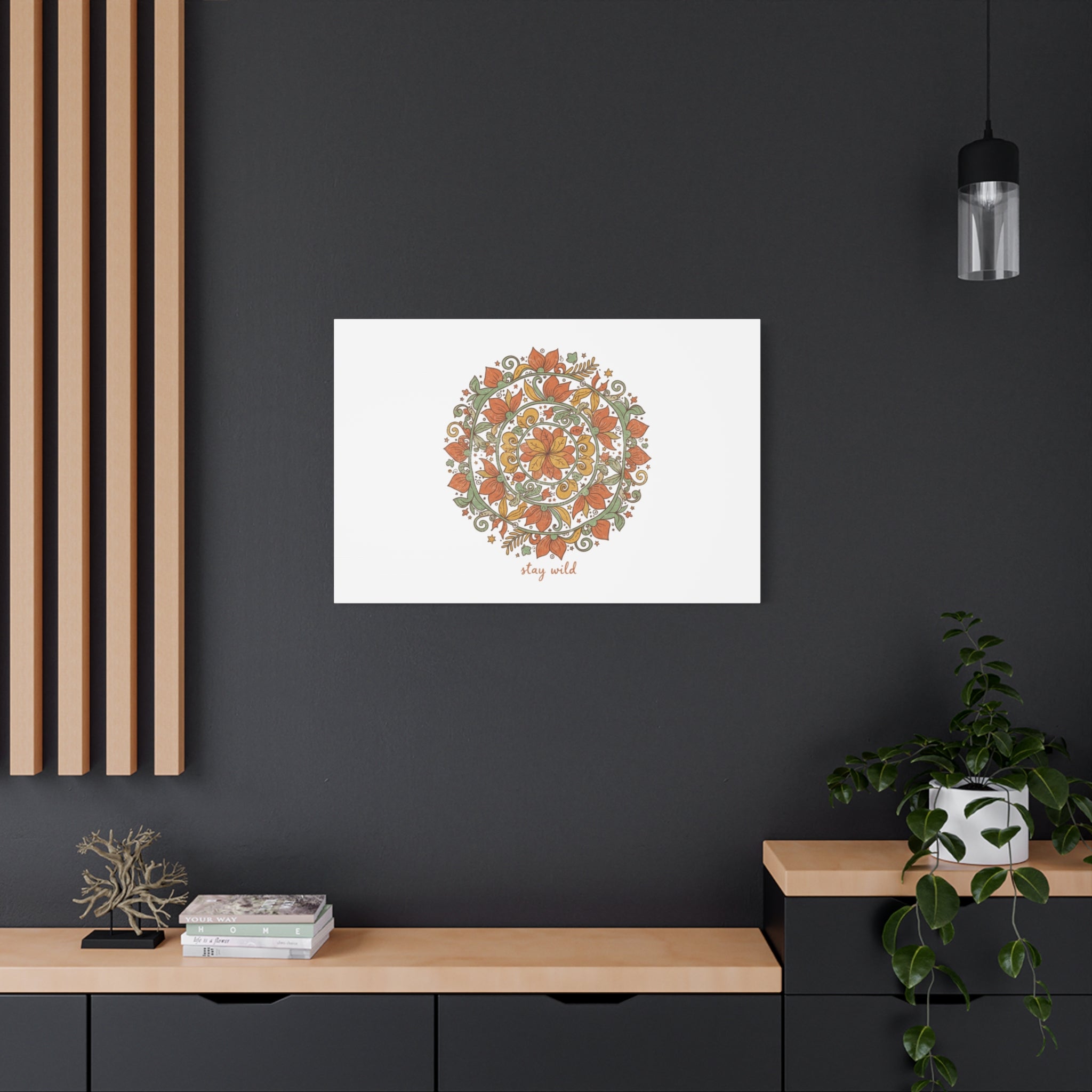 Stay Wild Mandala Canvas, Boho Paisley Wall Art | Artisanal Boho Print