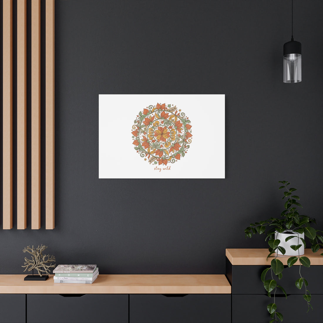 Stay Wild Mandala Canvas, Boho Paisley Wall Art | Artisanal Boho Print
