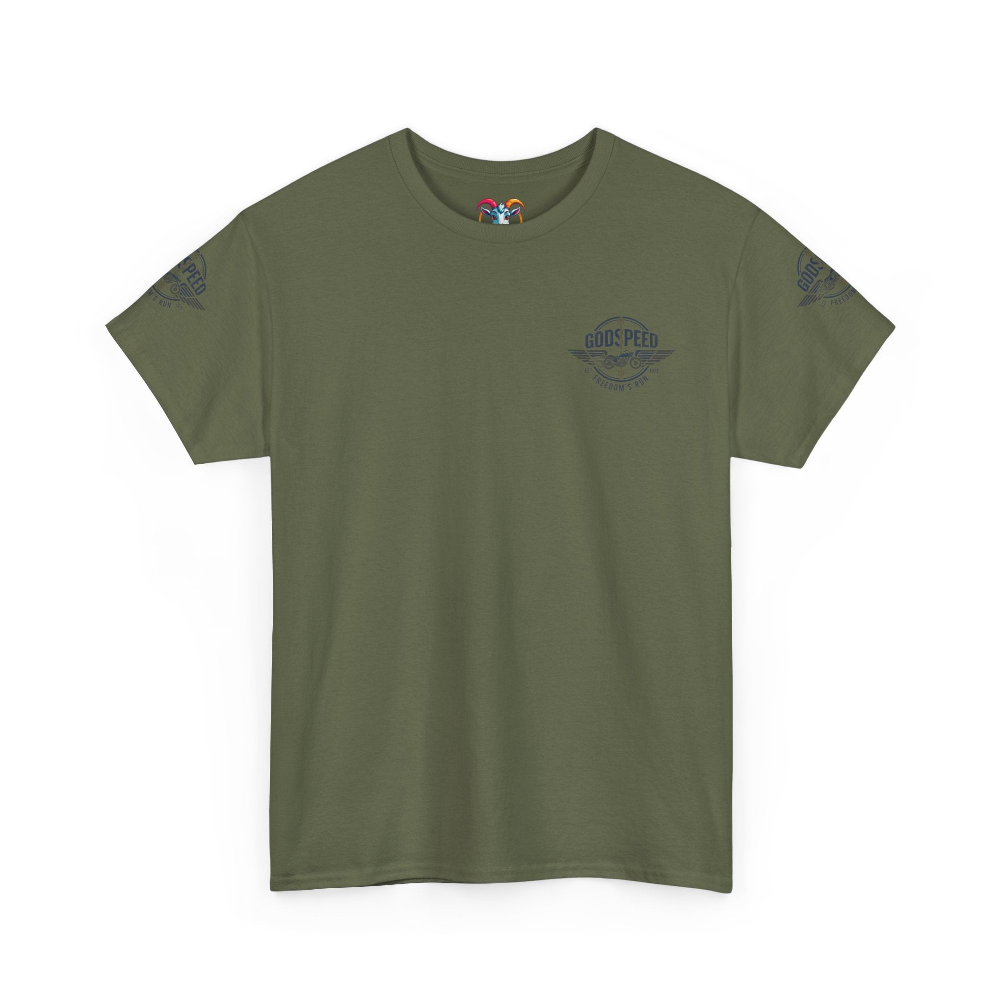 Godspeed Freedom Run Unisex Heavy Cotton Tee, Classic Graphic T-Shirt, Casual Wear, Gift for Runners, Vintage Style Apparel - Goat Corp