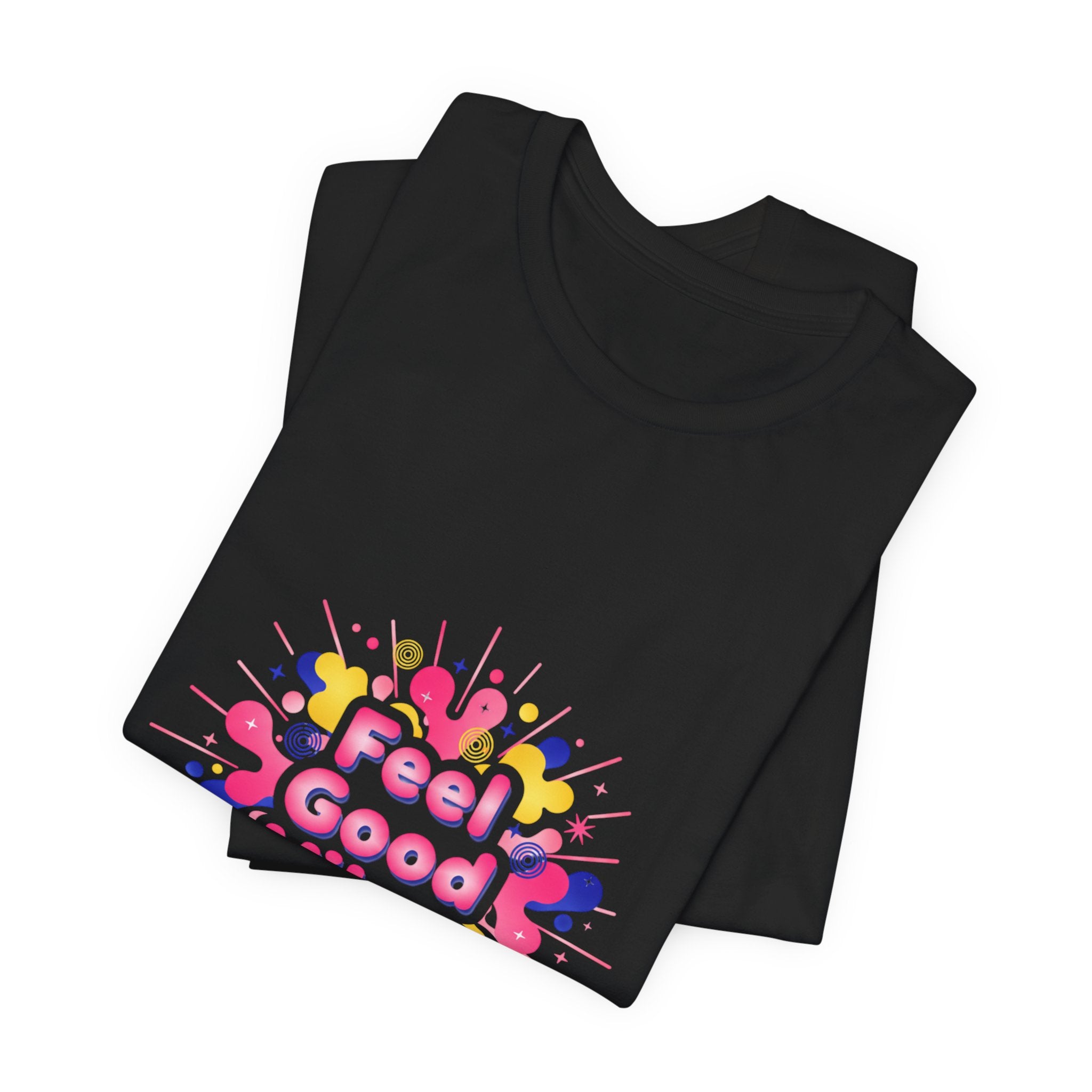 Feel Good Vibes tee | Dopamine Decor neon gradient squiggle art