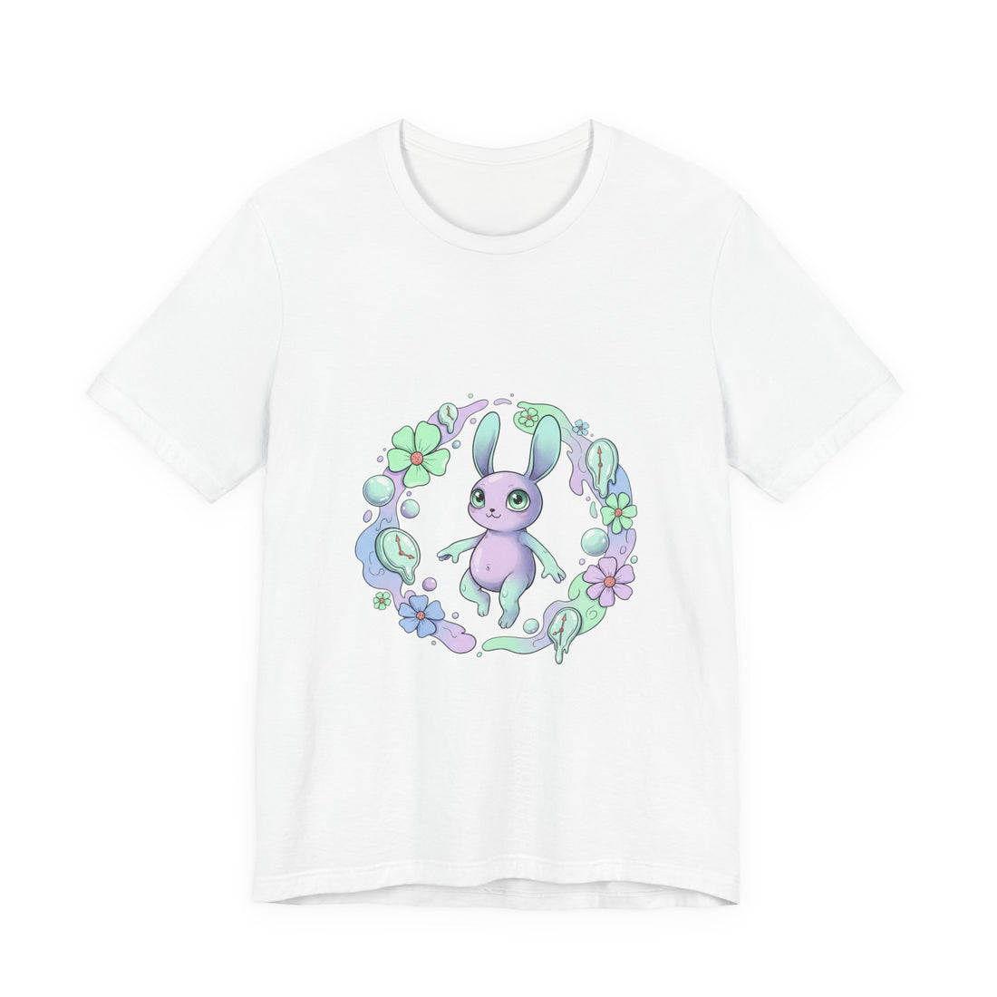 Pastel Bunny Wreath Tee | micro-surrealism, weirdcore graphic