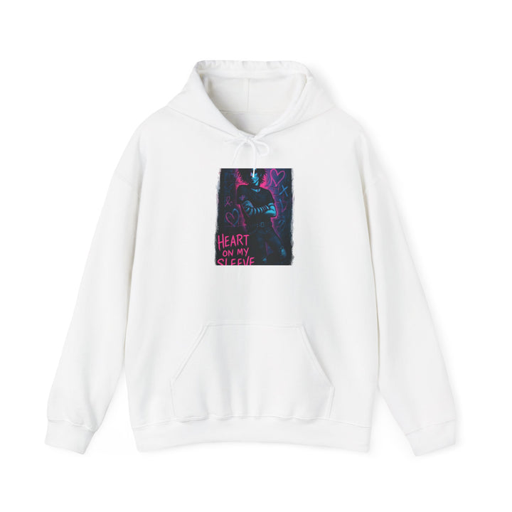 Gothic Neon 'Heart on My Sleeve' Hoodie – Vaporwave Dark Aesthetic Pullover