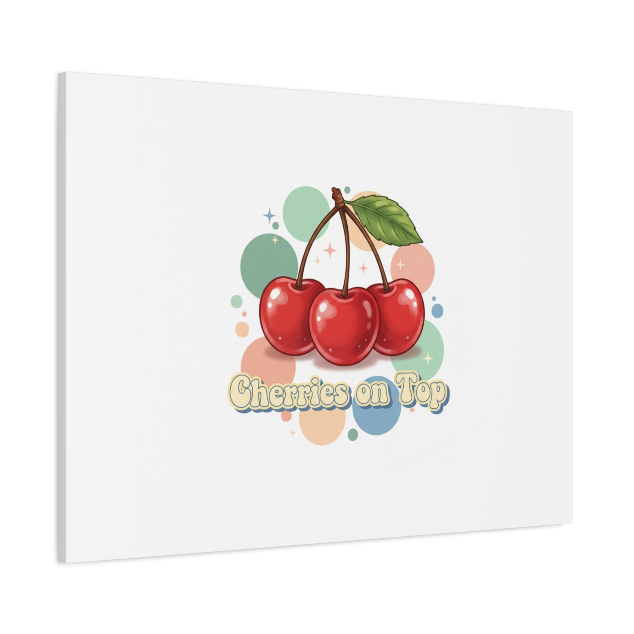 Cherries on Top Canvas | Retro Kawaii Fruit Wall Art