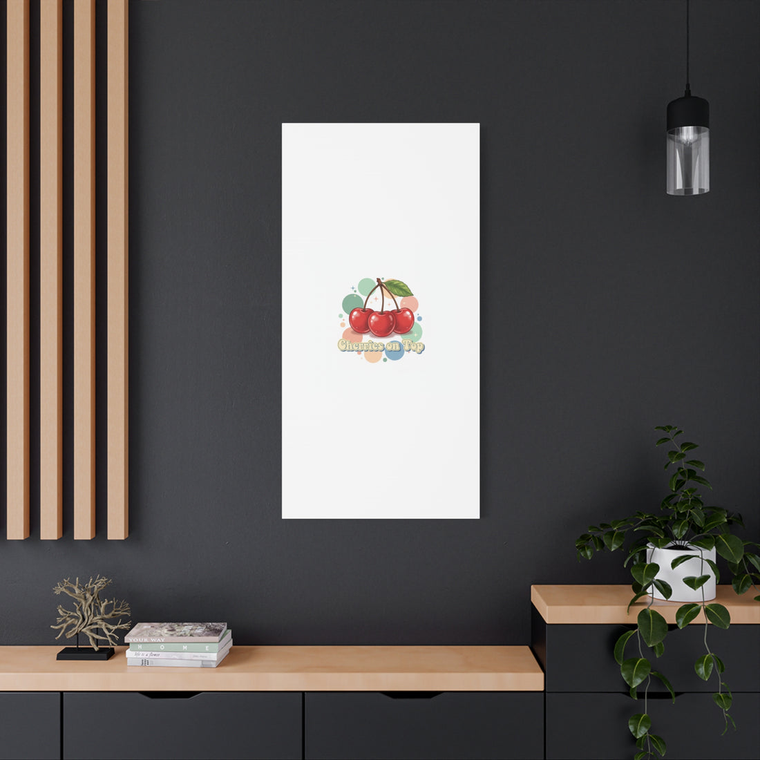 Cherries on Top Canvas | Retro Kawaii Fruit Wall Art