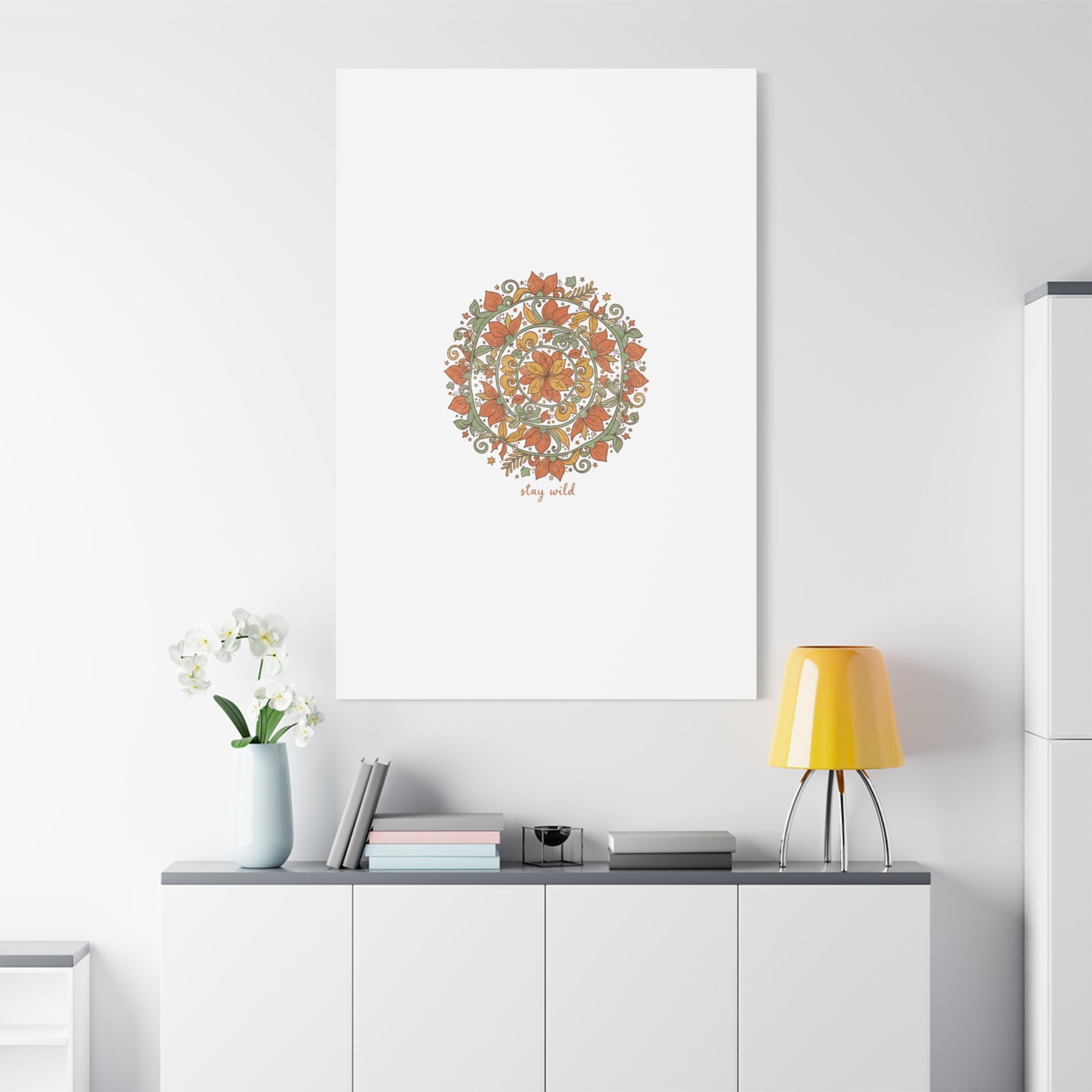 Stay Wild Mandala Canvas, Boho Paisley Wall Art | Artisanal Boho Print